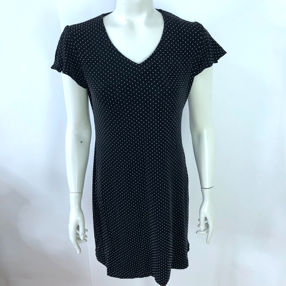Coldwater Creek 6p Petite A-Line Acetate Above Knee Dress Black Polka Dot MINT